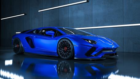 Sleek Blue Lamborghini Aventador Wallpaper wallpaper