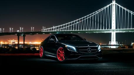 Stunning Night Scene with Mercedes-Benz at Bridge Nightlife Beauty wallpaper