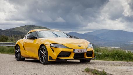 Toyota Supra in Majestic Mountain Backdrop wallpaper