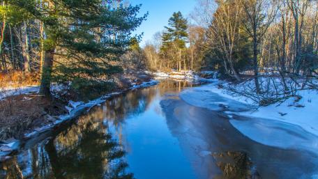Serene Winter River in the Wilderness wallpaper