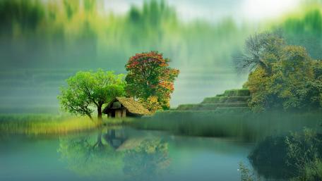 Serene Retreat by the Lakeside wallpaper