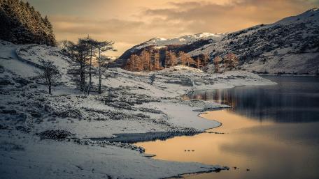 Serene Winter Landscape Reflecting Tranquility wallpaper