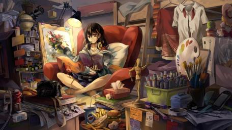 Creative Chaos in an Artist's Haven wallpaper