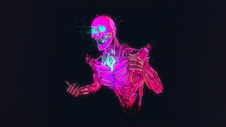 Neon Pink Skeleton Hues wallpaper