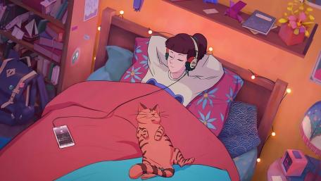 Soothing Anime Bedroom Retreat wallpaper