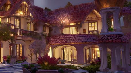 AI-Art: Bloomcore villa wallpaper