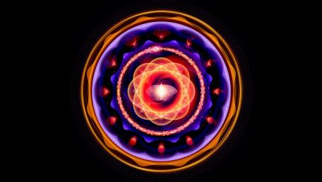 Vibrant Mandala Design on Black Background wallpaper