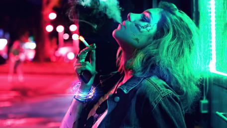 Smoking cyberpunk girl wallpaper