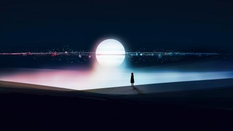 Lone Spectator at Cosmic Dawn wallpaper