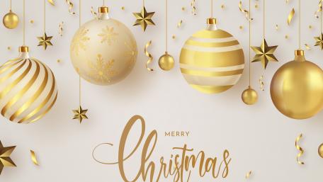 Elegant Gold and White Christmas Ornaments Wallpaper wallpaper