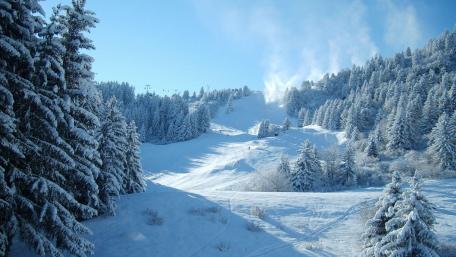 Serene Winter Ski Resort Landscape wallpaper