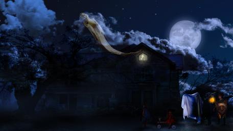 Haunting Halloween Night Under The Full Moon wallpaper