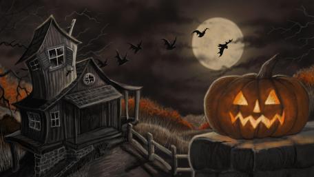 Spooky Halloween Night at the Haunted House wallpaper