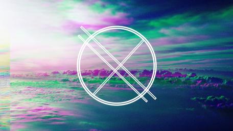 Vibrant Glitch Art Aesthetic in Blue and Purple Shades wallpaper