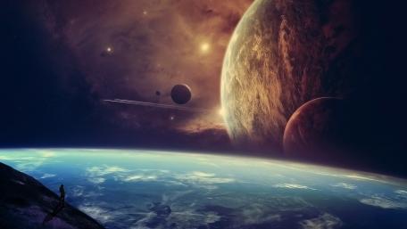 Cosmic Horizons and Planets Alignment wallpaper