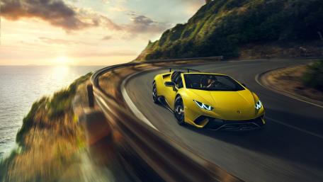 Sleek Lamborghini Huracan Performante on a Coastal Drive wallpaper