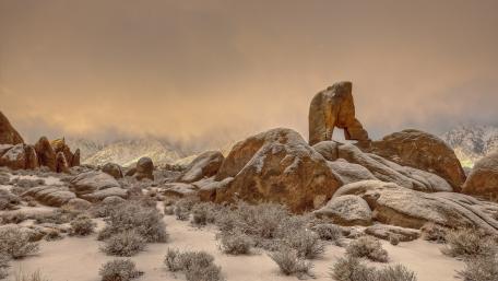 Majestic Winter Stone Landscape Wallpaper wallpaper