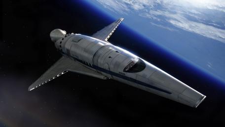 Futuristic Spacecraft in Stunning Orbit wallpaper