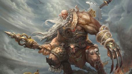 Epic Ogre Warrior Standing Strong in a Fantasy Realm wallpaper