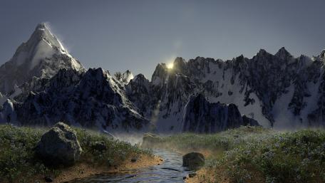 Majestic Mountain River Landscape wallpaper