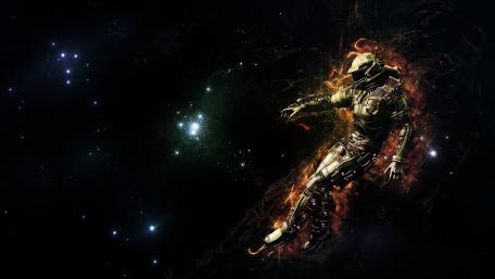Astronaut Adrift in Cosmic Elegy wallpaper