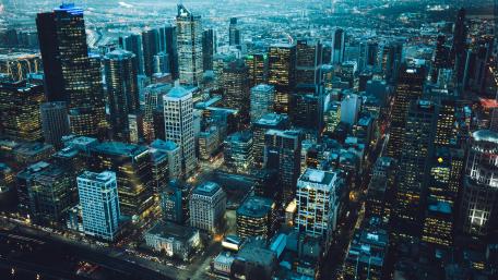 Blue Cityscape at Dusk wallpaper