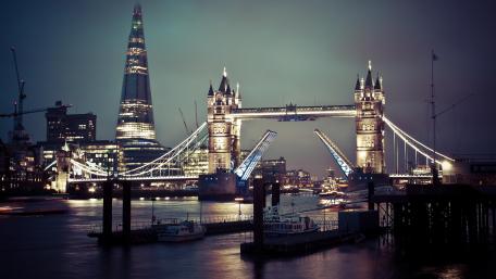 Tower Bridge and The Shard at night (London) wallpaper