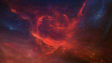 Crimson Nebula Embrace wallpaper