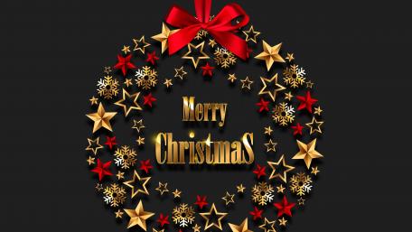 Golden Christmas Wreath on Dark Background wallpaper