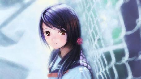Melancholic Beauty Behind the Fence wallpaper