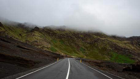 Mystic Road Through Foggy Mountains wallpaper