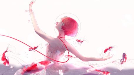 Graceful Ballet Dancer in a Pink Dreamscape wallpaper