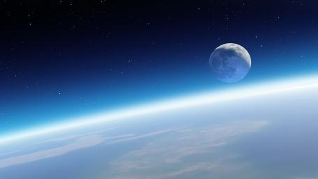 A Mystical Blue Horizon in Space wallpaper