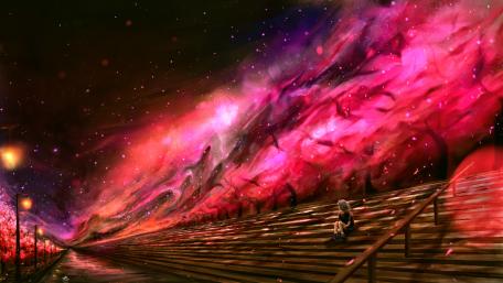 Starry Staircase to Spring Skies wallpaper