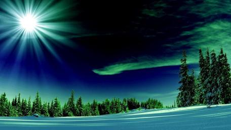 Winter's Tranquil Night Glow wallpaper