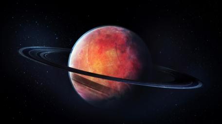 Majestic Ringed Planet in Deep Space wallpaper