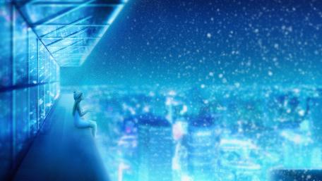 Whimsical Winter Dreams of a Little Girl Alone in the Cityscape wallpaper