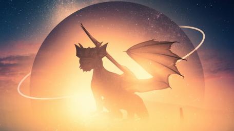Majestic Dragon in a Cosmic Realm wallpaper