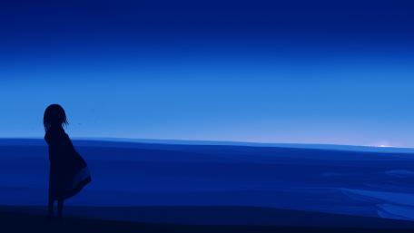 Contemplative Silhouette by the Sea wallpaper