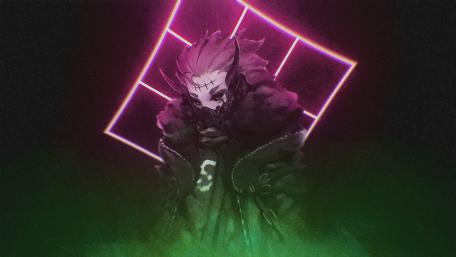 Neon Dystopia Masked Fighter wallpaper