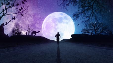 Chasing Dreams Under the Moonlit Sky wallpaper