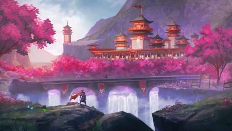 Samurai temple wallpaper