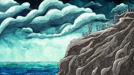 AI-Art: a boring Gym on a gigantic cliff wallpaper