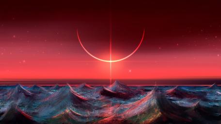 Eclipsing Tides Under Celestial Glow wallpaper
