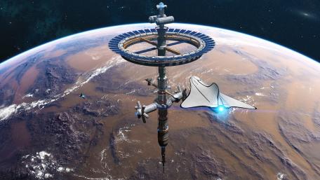 Orbital Station Above Planetary Landscape wallpaper