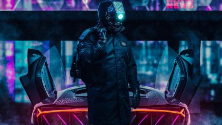 Man in welding mask wallpaper