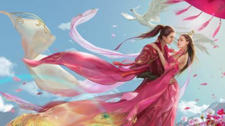Ethereal Romance in a Dreamlike Setting wallpaper