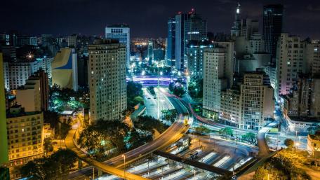 Urban Nightscape with Busy Junctions in 5K Resolution wallpaper