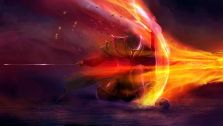 Knight Defending Against Firestorm wallpaper