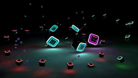 Neon Cubes in Motion: 3D Abstract Art wallpaper